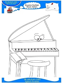 Çocuklar İçin Piano Boyama Sayfaları 